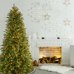 7.5 ft. Pre-Lit Tiffany Fir Slim Tree with Clear Lights