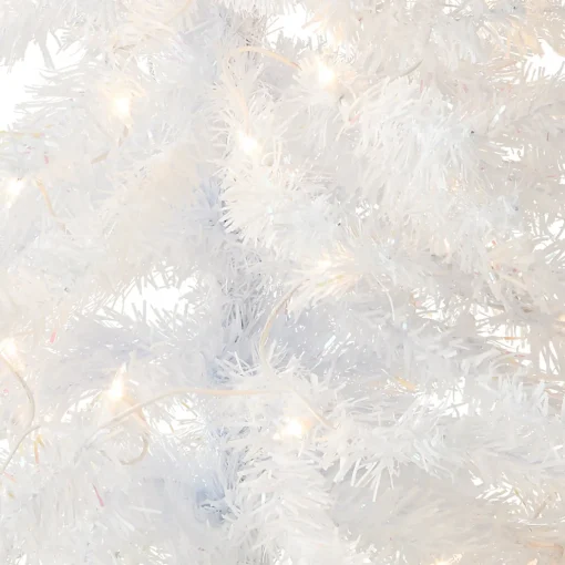4 ft. Pre-Lit Tinsel Collection White Iridescent Tree with Clear Lights