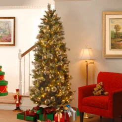 7.5 ft. Pre-Lit Wintry Pine Slim Tree with Clear Lights