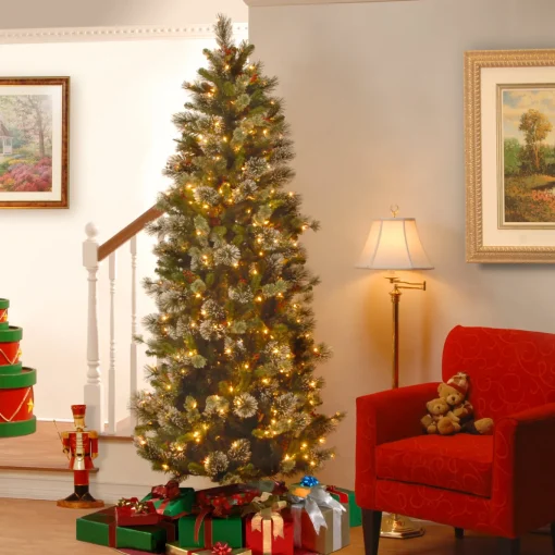 7.5 ft. Pre-Lit Wintry Pine Slim Tree with Clear Lights