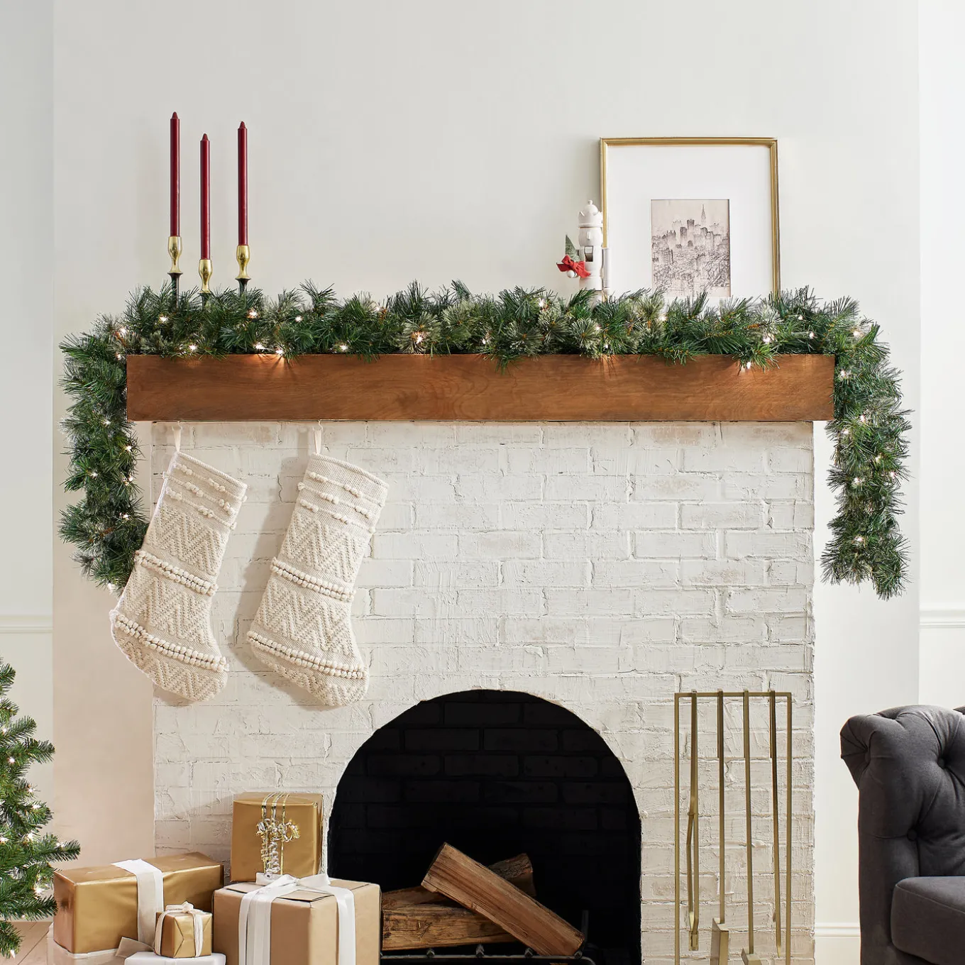 9 ft. Pre-Lit Wispy Willow Garland with Clear Lights