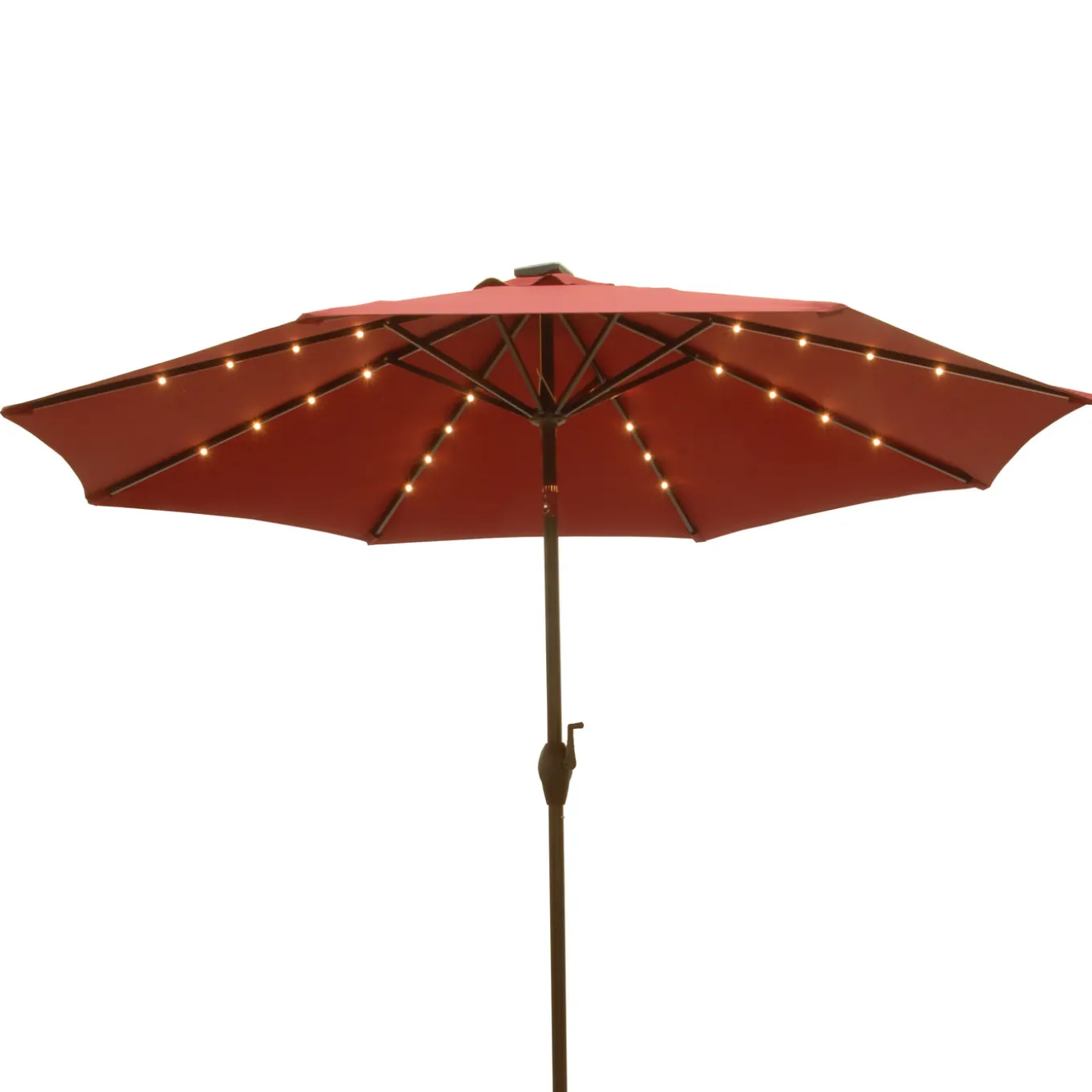 9 ft. Red Umbrella with Solar Power LED Lights