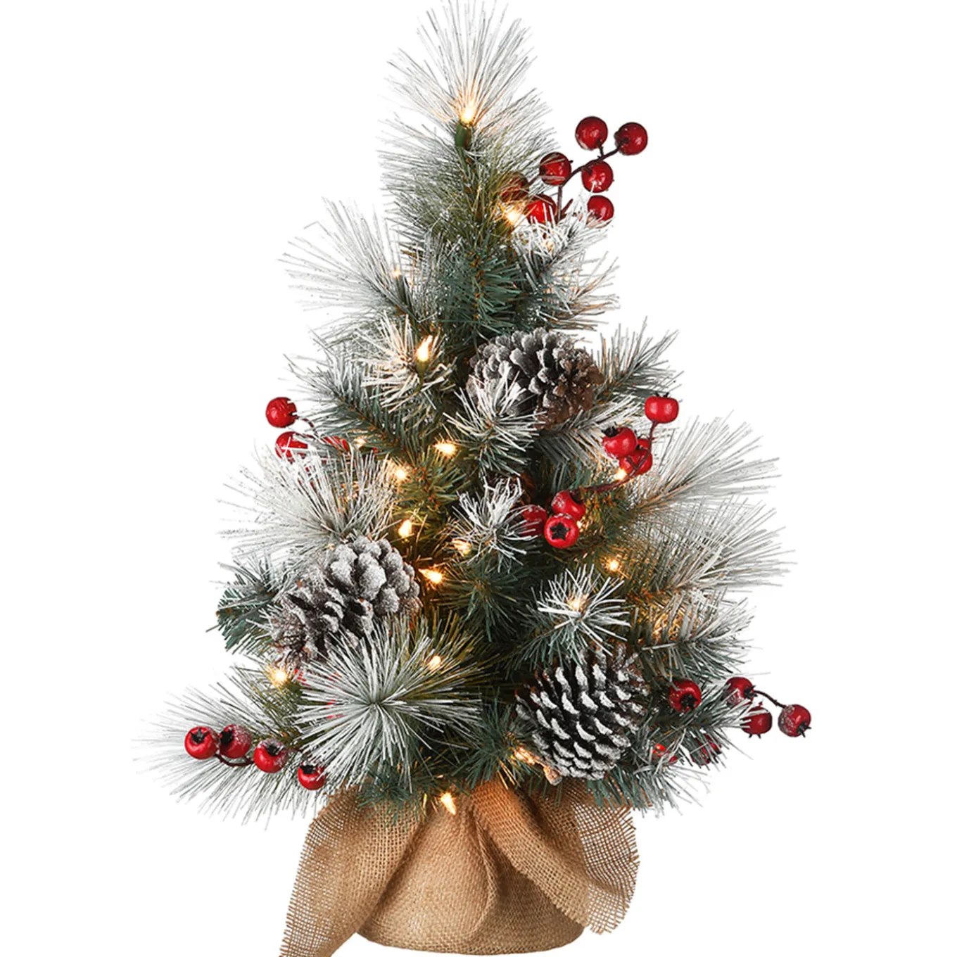 2 ft. Snowy Glacier Pine Tree with Warm White LED Lights