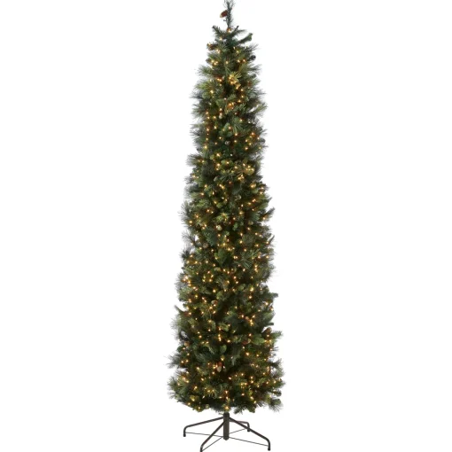 12 ft.Pre-Lit Carolina Pine Slim Tree with Clear Lights