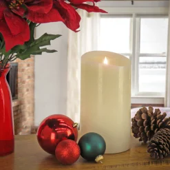 5 in. by 9 in. HGTV Home Collection Flameless Heritage Pillar Candle, Ivory