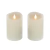 2 in. by 5 in. HGTV Home Collection Flameless Heritage Pillar Candle Pair, Ivory