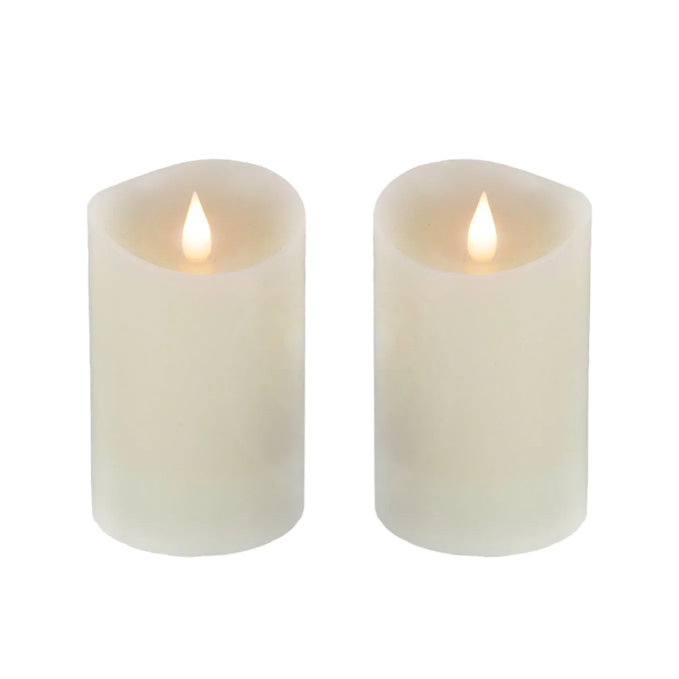 2 in. by 5 in. HGTV Home Collection Flameless Heritage Pillar Candle Pair, Ivory