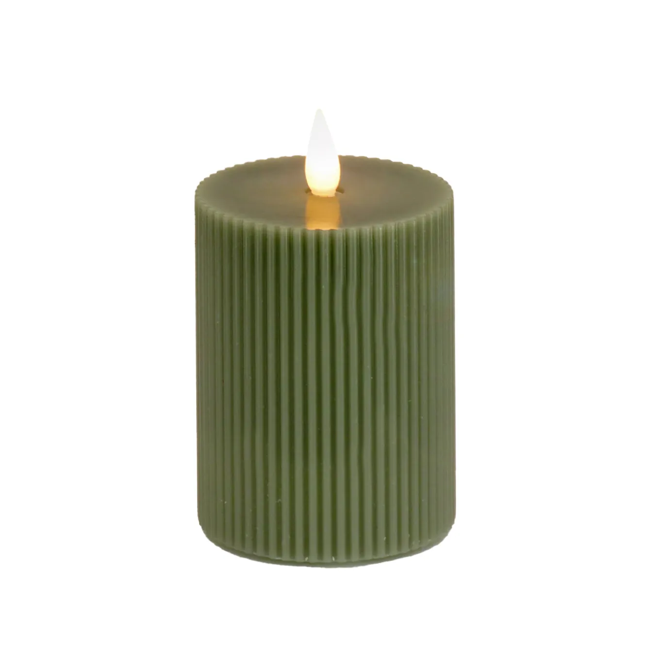 4 in. by 6 in. HGTV Home Collection Flameless Georgetown Pillar Candle, Dk Green