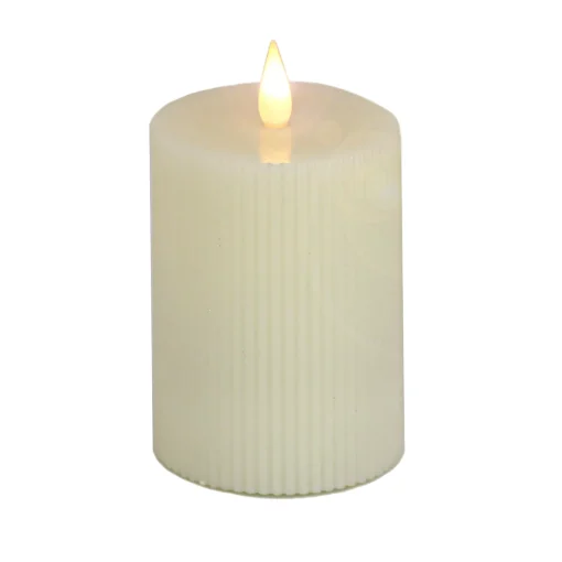 4 in. by 8 in. HGTV Home Collection Flameless Georgetown Pillar Candle, Ivory