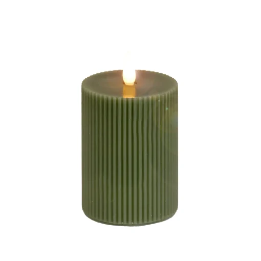 3 in. by 5 in. HGTV Home Collection Flameless Georgetown Pillar Candle, Dk Green