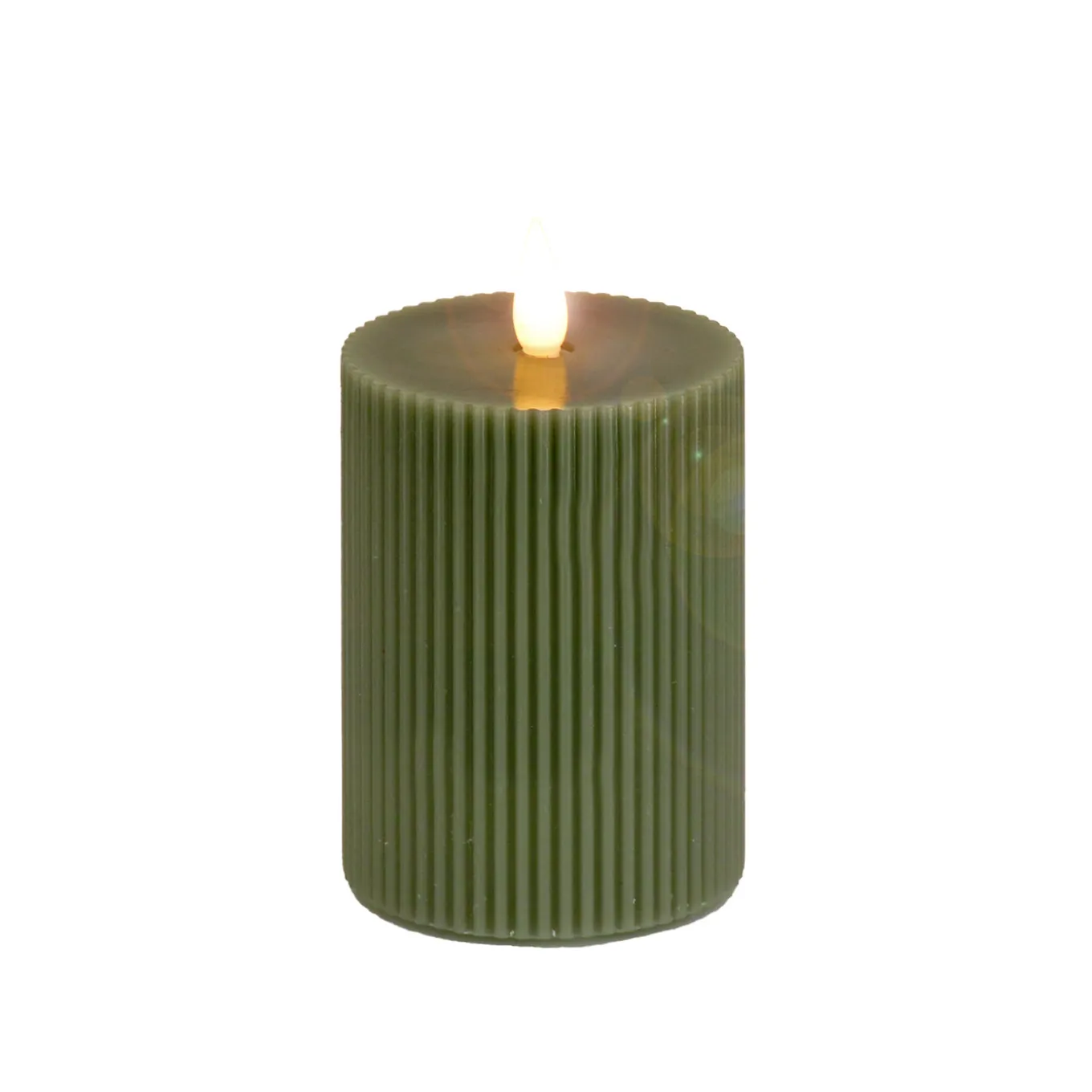 3 in. by 5 in. HGTV Home Collection Flameless Georgetown Pillar Candle, Dk Green