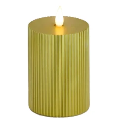 5 in. by 7 in. HGTV Home Collection Flameless Georgetown Pillar Candle, Gold