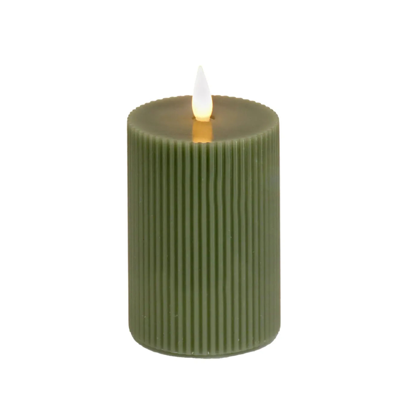 3 in. by 7 in. HGTV Home Collection Flameless Georgetown Pillar Candle, Dk Green
