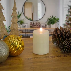 3 in. by 5 in. HGTV Home Collection Flameless Georgetown Pillar Candle, Ivory