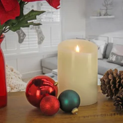 5 in. by 7 in. HGTV Home Collection Flameless Heritage Pillar Candle, Ivory