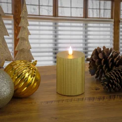3 in. by 5 in. HGTV Home Collection Flameless Georgetown Pillar Candle, Gold