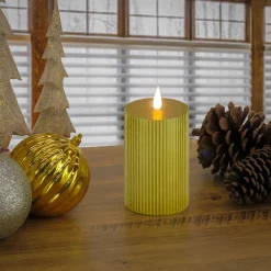 3 in. by 9 in. HGTV Home Collection Flameless Georgetown Pillar Candle, Gold