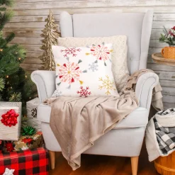 18 in. by 18 in.Velvet Snowflake Embroidery Pillow