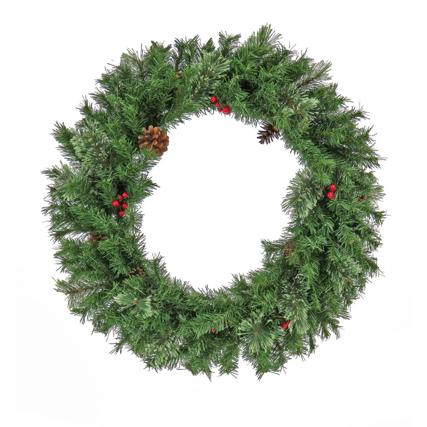 30 in. Cashmere Wreath with Pinecones and Red Berries
