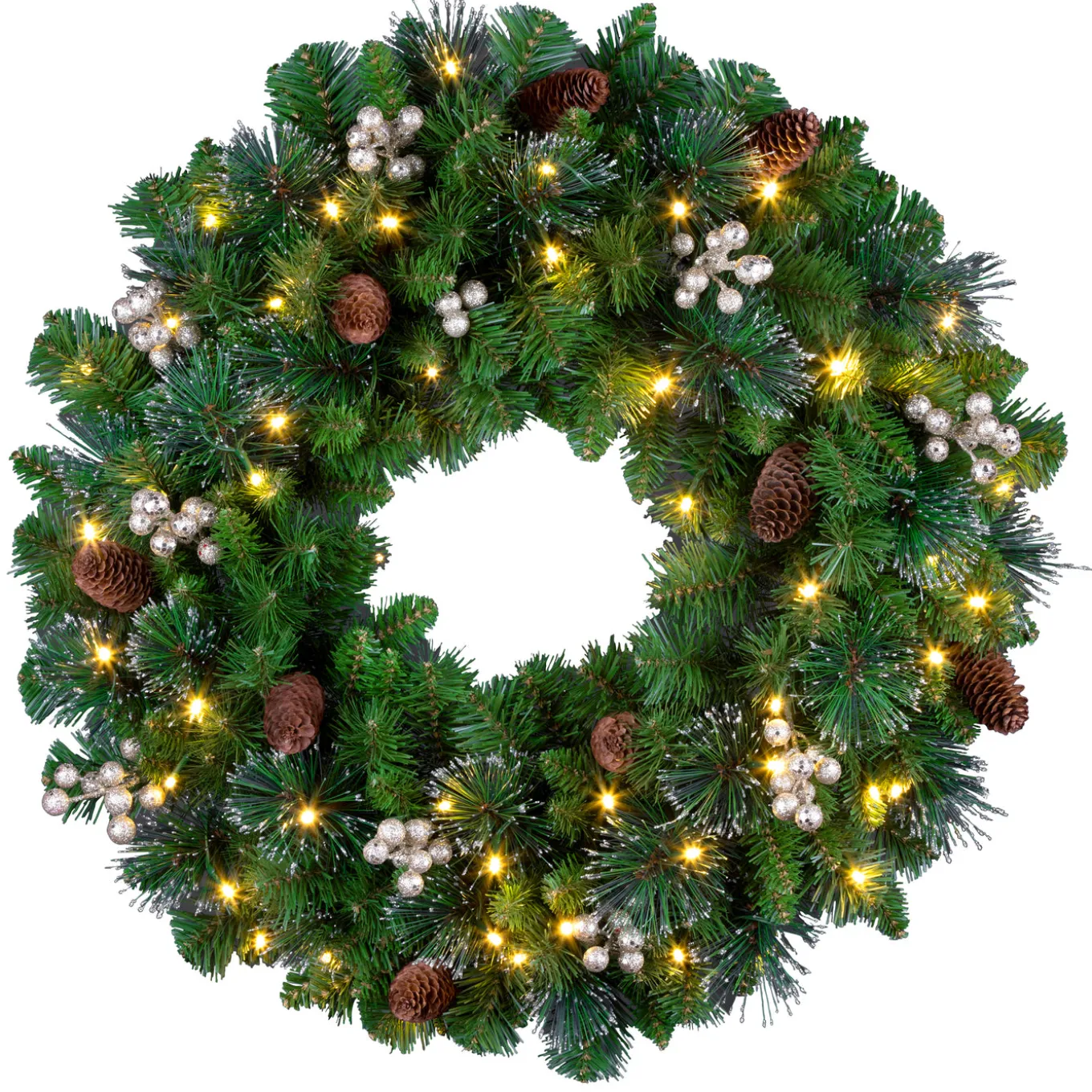 24 in. Crestwood Gold Spruce Wreath with Clear Lights