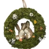 15 in. Easter Wreath Decorated with Flower Blooms, Rabbits