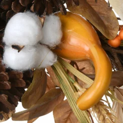 36 in. Fall Door Decoration with Pine Cones, Pumpkins, Gourds, Assorted Leaves