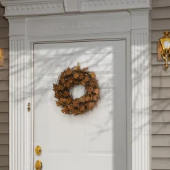 18 in. Fall Wreath with Brown Maple Leaves