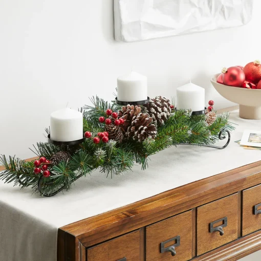 30 in. Frosted Berry Frosted Berry Centerpiece and Candle Holder
