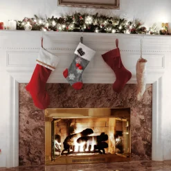 18 in. Gray Christmas Stocking with Snowflakes