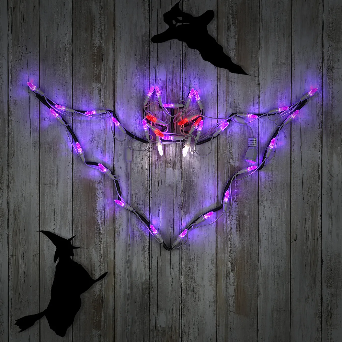 23 in. Halloween Bat Lighted Sign Decoration with LED Lights