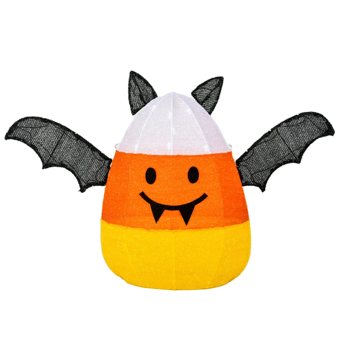 27 in. Halloween Candy Corn Bat Outdoor Lawn Decoration with LED Lights