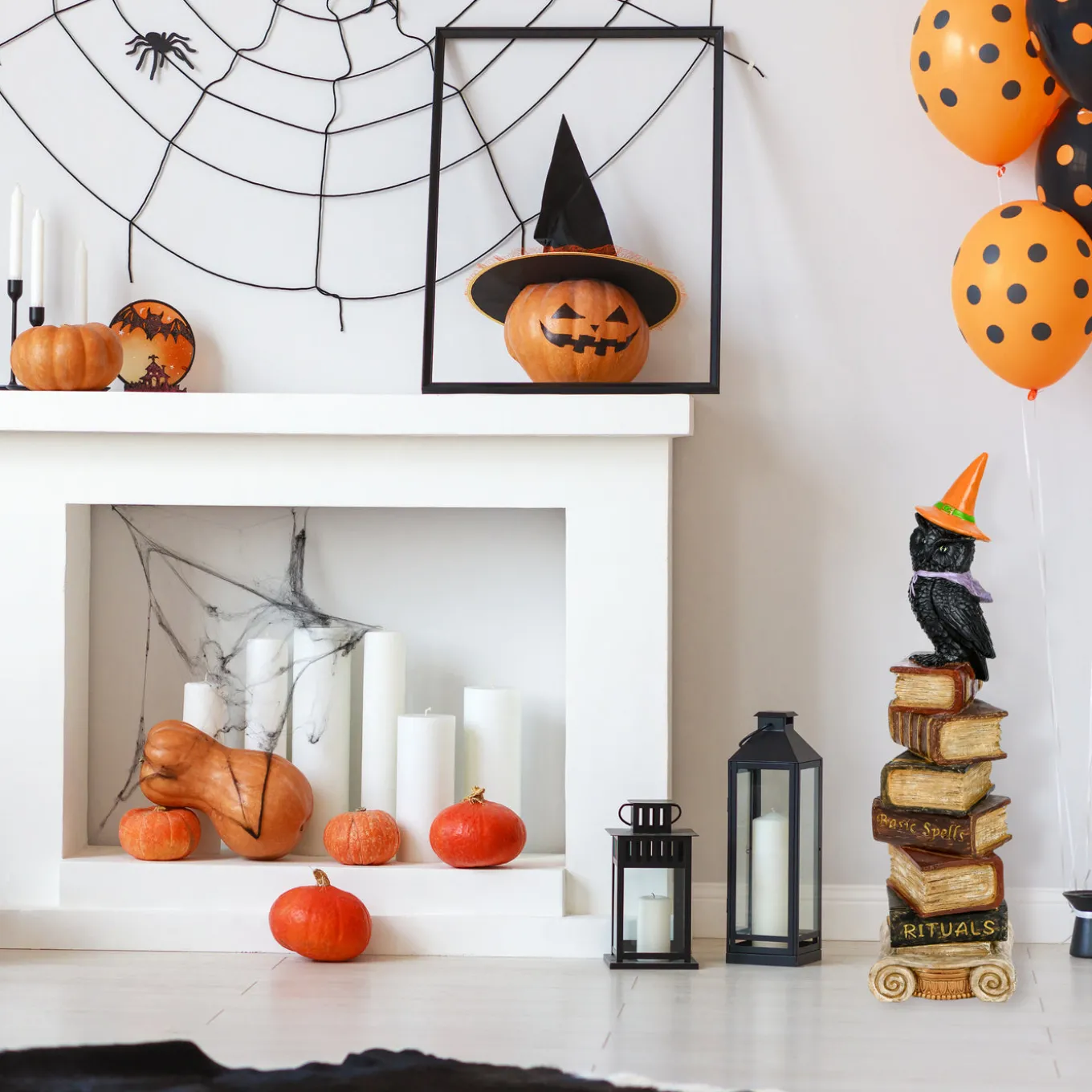 32 in. Halloween Owl on Stacked Books Tabletop Decoration