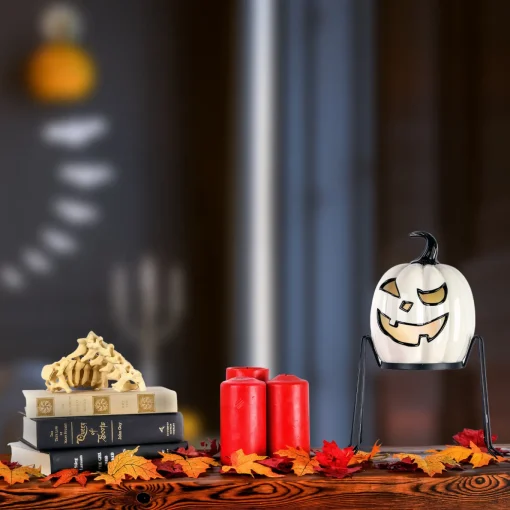 15 in. Halloween Pre-Lit Ghost Pumpkin Tabletop Decoration