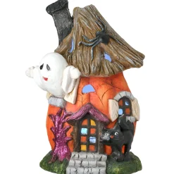 18 in. Halloween Pre-Lit Pumpkin Haunted House Decoration with LED Lights