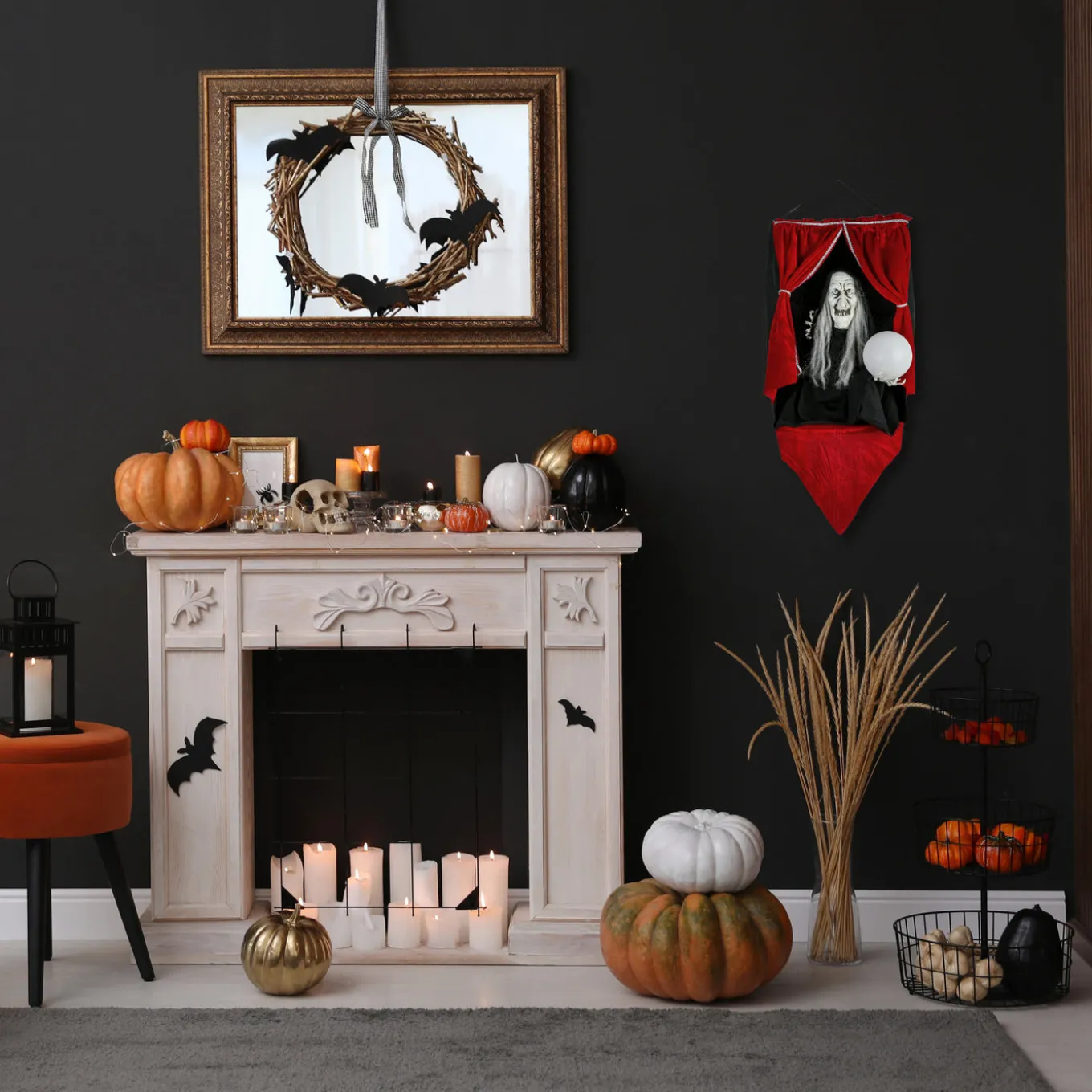 28 in. Halloween Pre-Lit Sound Activated Animated Fortune Teller with LED Lights