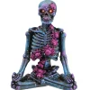 10 in. Halloween Purple Galaxy Meditating Skeleton with LED Lights