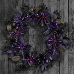 24 in. Halloween Scare in the Air Wreath with LED Lights