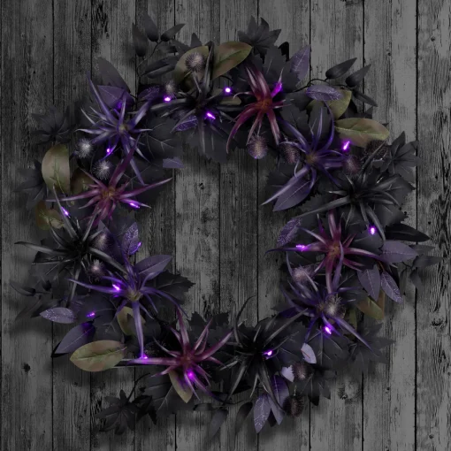 24 in. Halloween Scare in the Air Wreath with LED Lights
