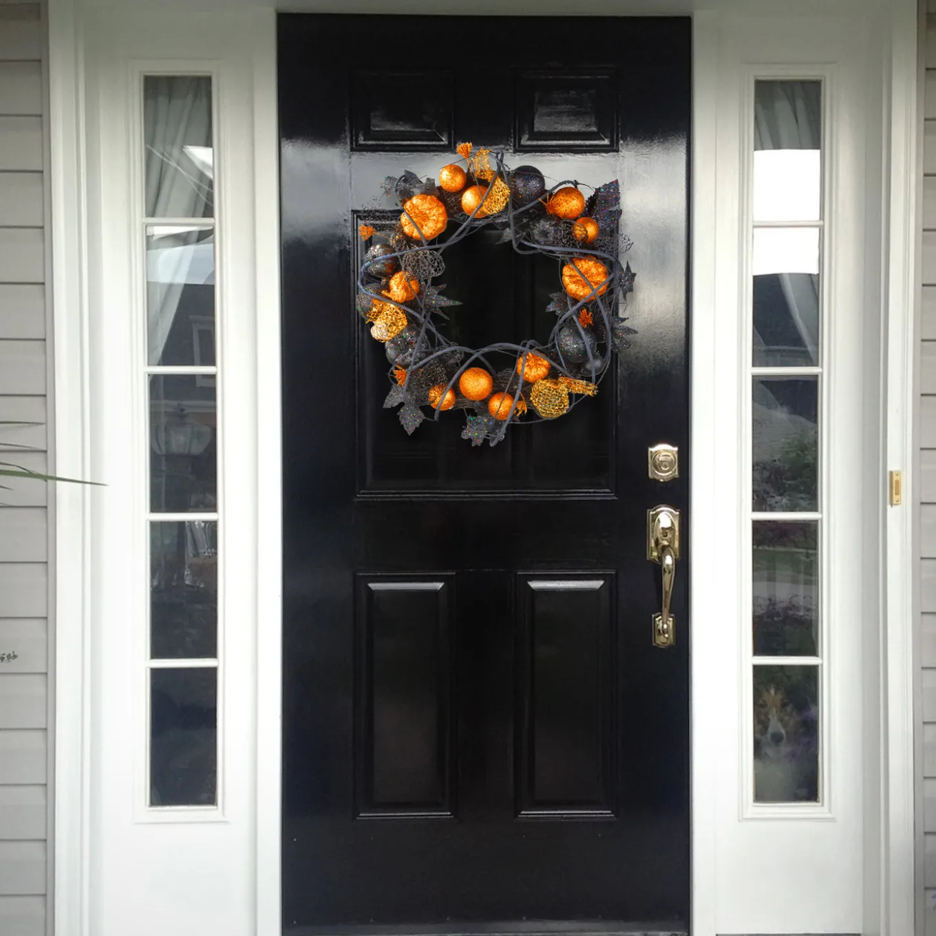 20 in. Halloween Spooky Wreath with Pumpkins and Ornaments