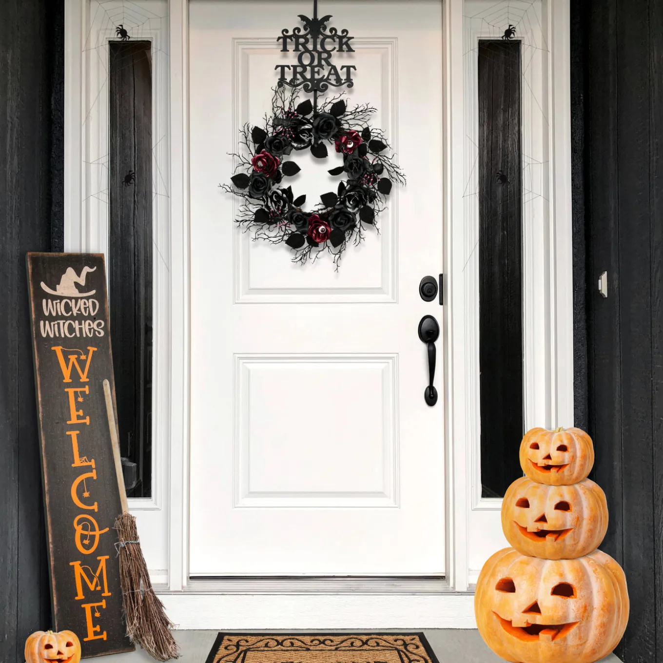 19 in. Halloween Trick or Treat Metal Wreath Hanger