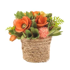 8 in. Handcrafted Pastel Florals in Rope Basket