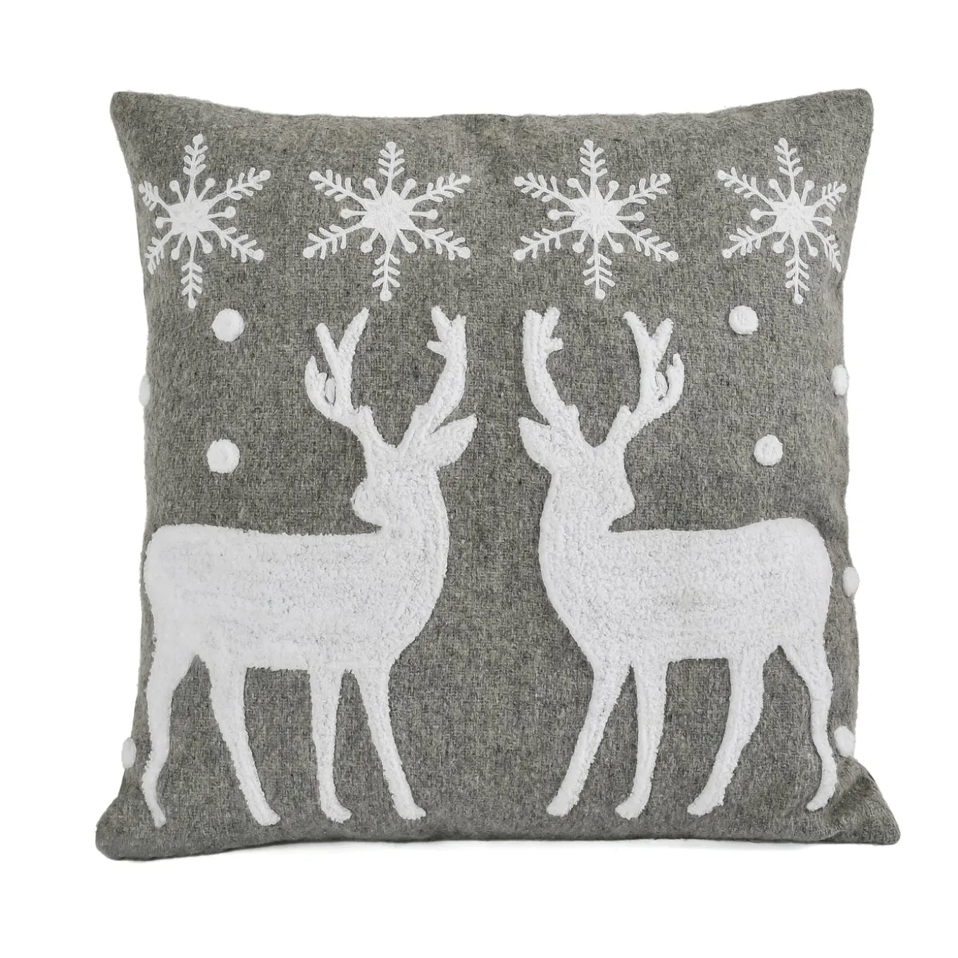 18 in. HGTV Home Collection Reindeer and Snowflakes Pillow