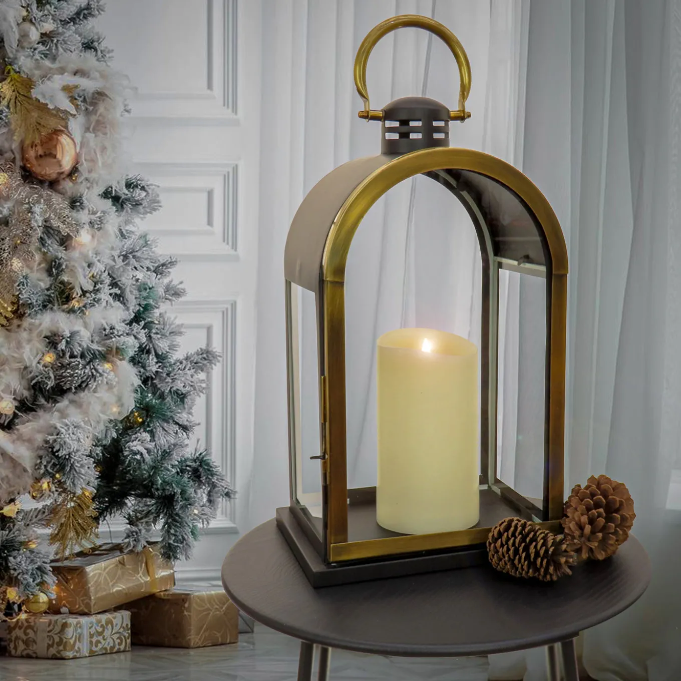 22 in. HGTV Home Collection Antique Bronze Dome Lantern, Large