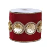 4 in. HGTV Home Collection Sequin Beaded Velour Velvet Ribbon, Burgundy