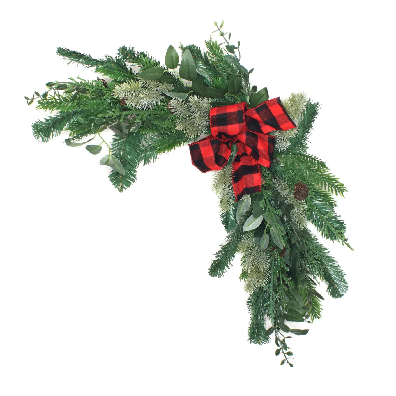 24 in. Mixed Pine and Bow Christmas Corner Swags