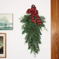 30 in. Mixed Pine Christmas Teardrop with Bow