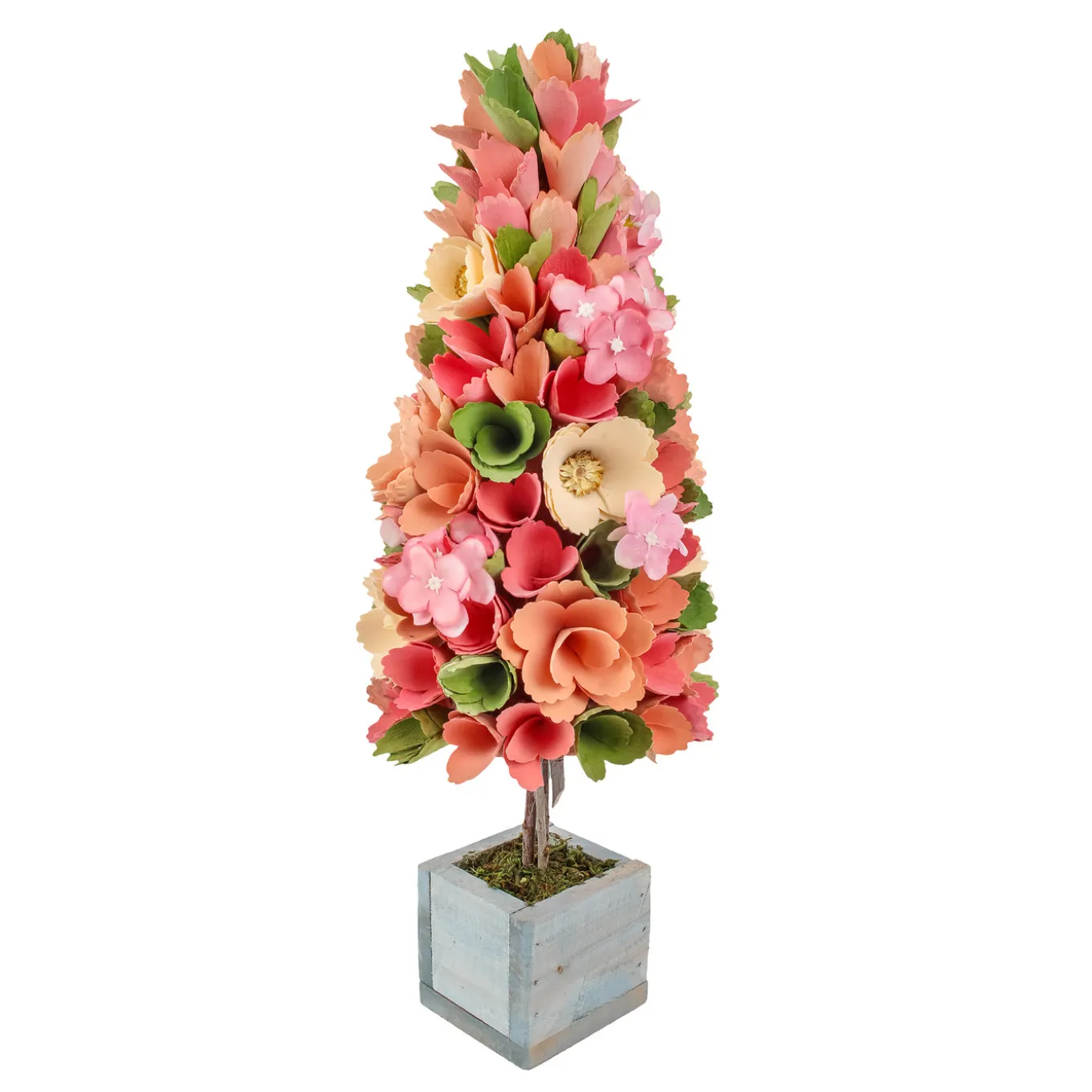 19 in. Pastel Colors Spring Floral Cone Tree