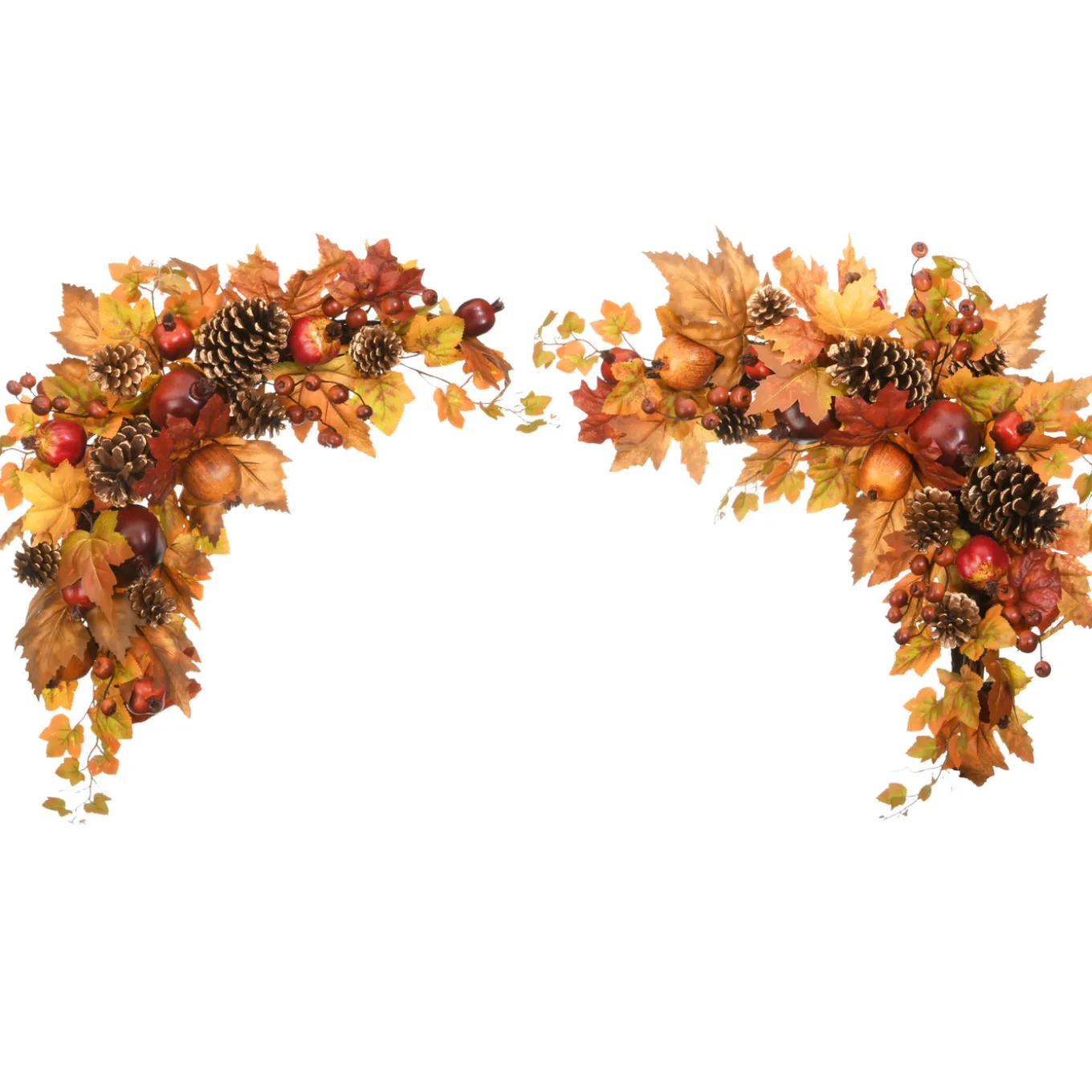 30 in. 2-Piece Fall Door Corners with Maple Leaves, Pine Cones, Pomegranates, Berry Clusters