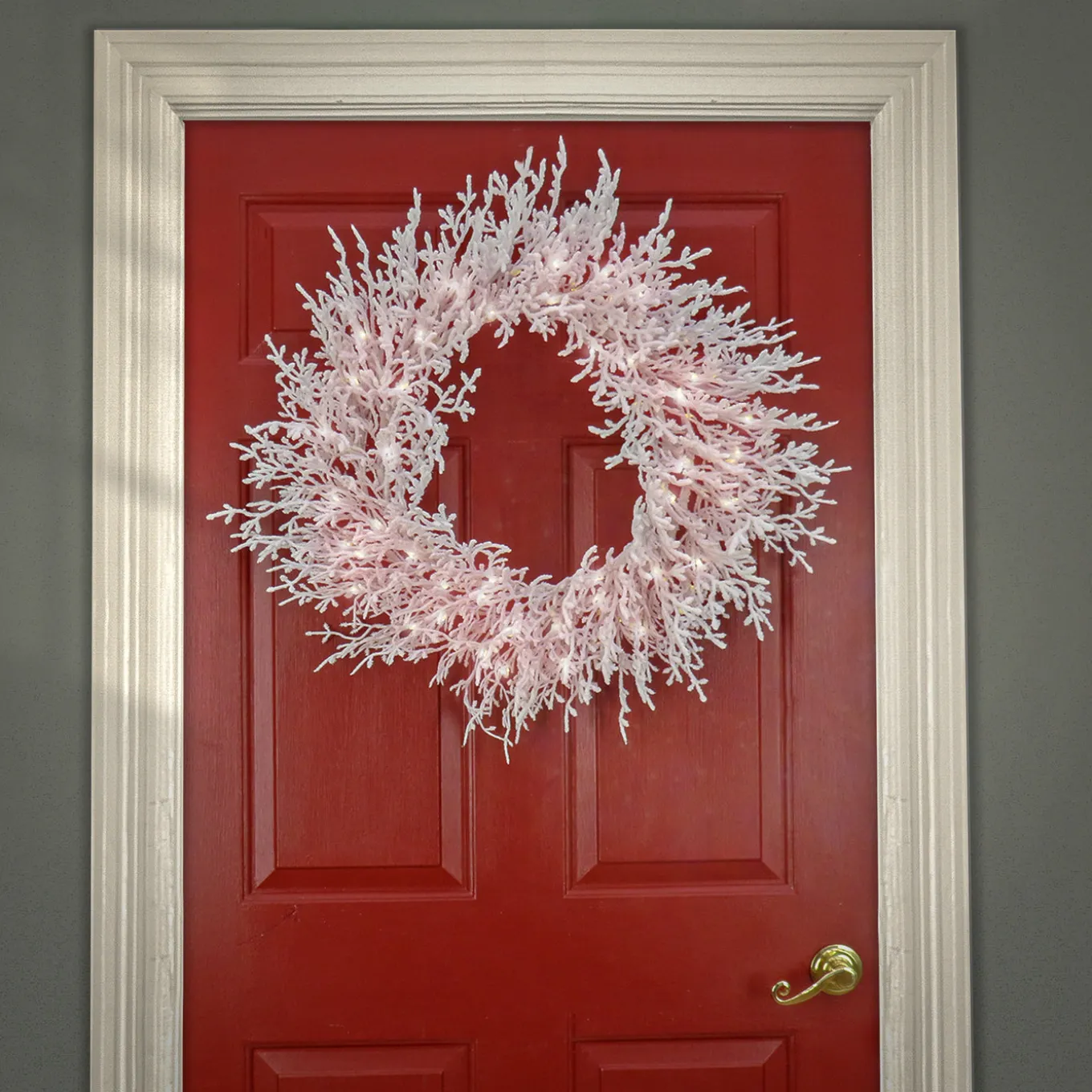 30 in. Pre-Lit HGTV Home Collection Christmas by the Sea Coral Wreath