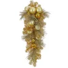 36 in. Pre-Lit Be Merry Decorated Gold Teardrop with Warm White LED Lights
